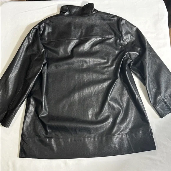 TUCKERNUCK Black Faux Leather Margot Top ~ L - Picture 14 of 14